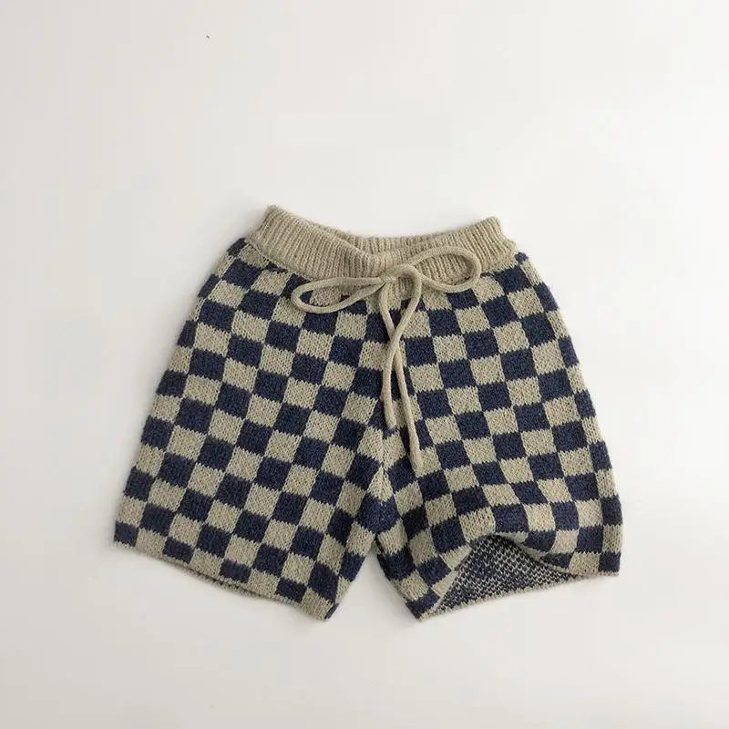 Ensemble cardigans à carreaux en tricot