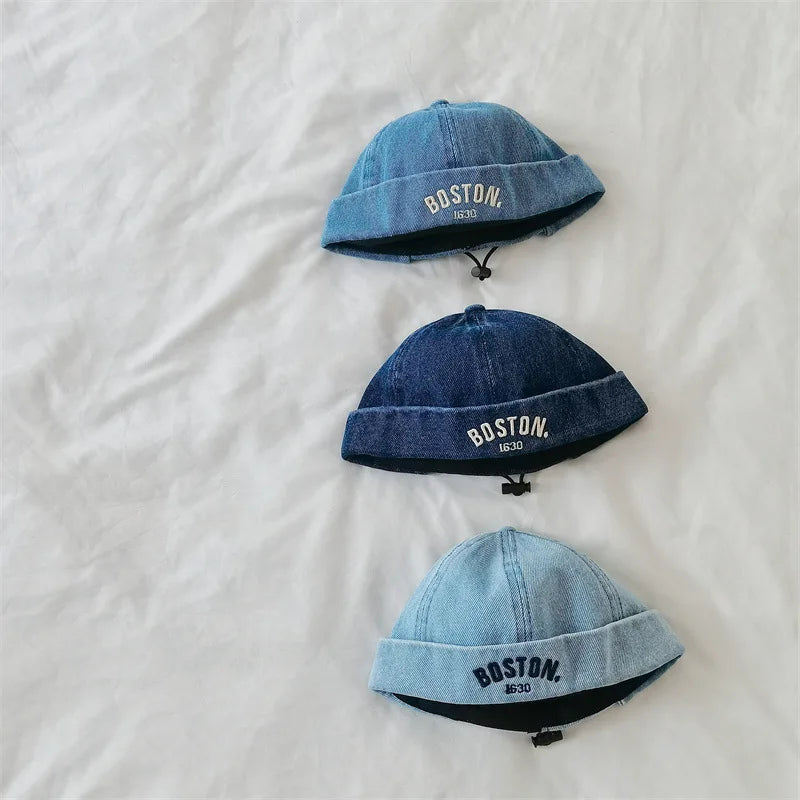 Chapeau sans bord en denim vintage