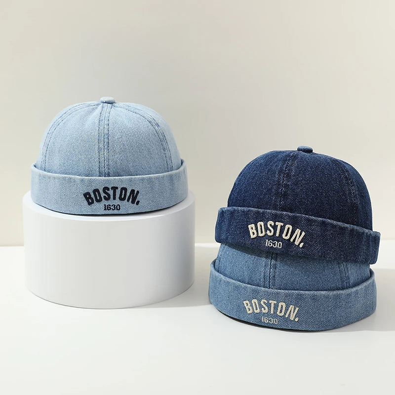 Chapeau sans bord en denim vintage