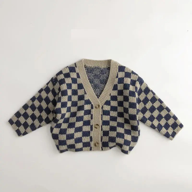 Ensemble cardigans à carreaux en tricot